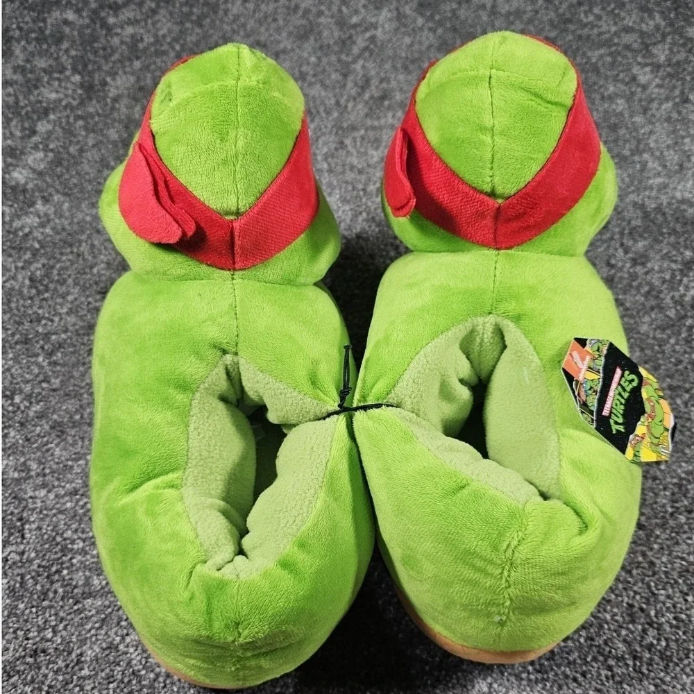 Nickelodeon 3D TMNT Raphael Slippers Unisex Kids Size 4 Green Red Plush